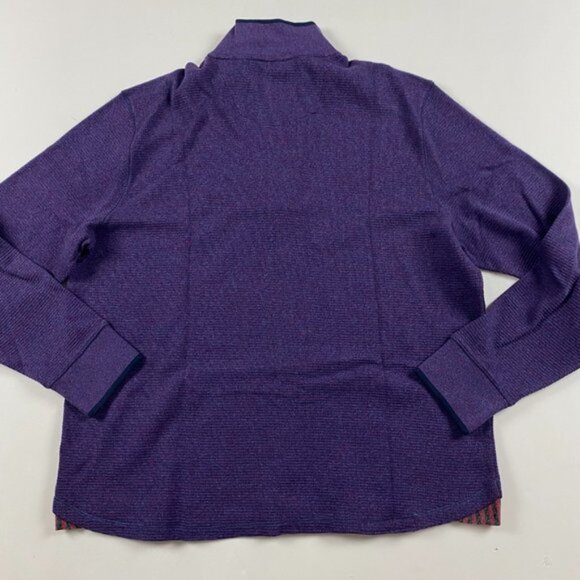 Robert Graham 1 4 Zip Pullover Sweater Mens XL Cotton Purple Waffle Knit - Picture 5 of 9